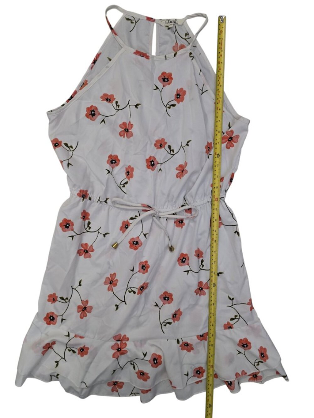 Hint of Blush Floral Halter Ruffle Sundress | Size XL
